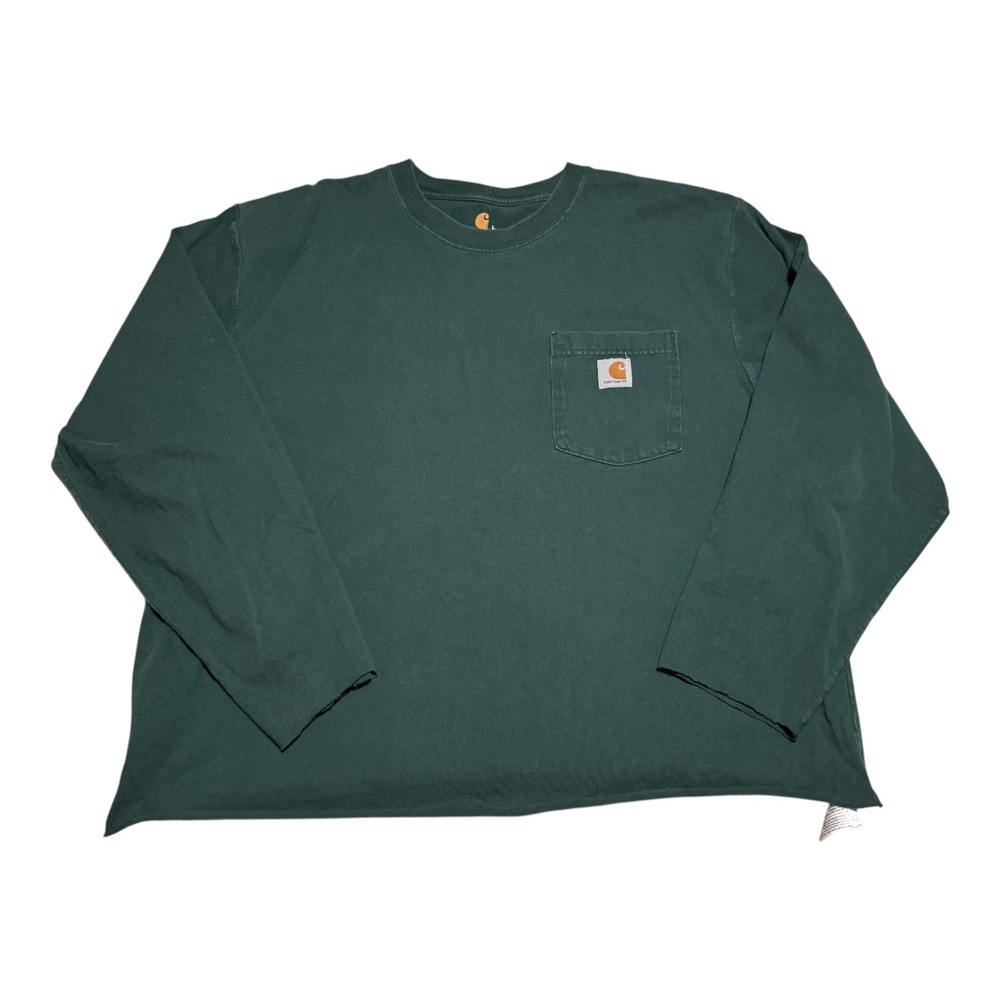 Carhartt K126 HTG Forest Green Cropped Chopped Long Sleeve Shirt Men's Large